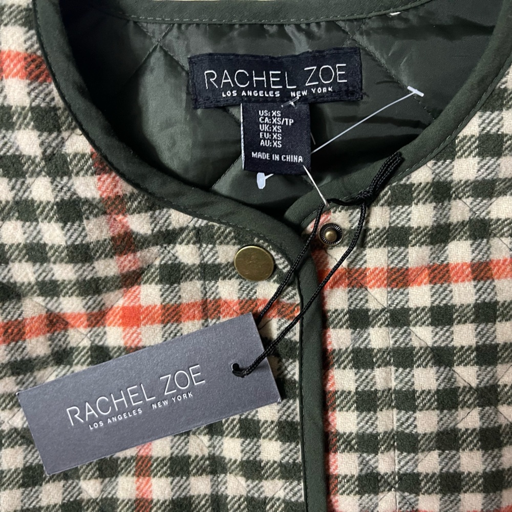 NWT Rachel Zoe Oversized Plaid Quilted Snap Down Wool Blend Jacket - Picture 10 of 11